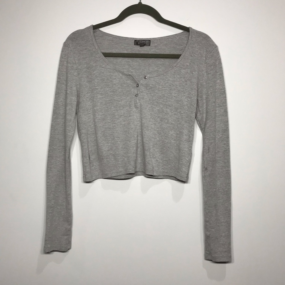 TopShop | Cozy Buttoned Long Sleeve Crop Top